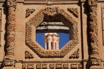 Mexico, Bajio, Zacatecas, Facade detail of the convent of San Francisco now Museo Rafael Coronel.