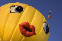 USA, New Mexico, Albuquerque, Annual balloon fiesta, Colourful hot air balloons.