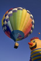 USA, New Mexico, Albuquerque, Annual balloon fiesta, Colourful hot air balloons.