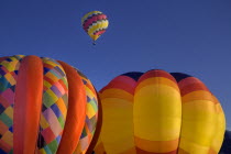 USA, New Mexico, Albuquerque, Annual balloon fiesta, Colourful hot air balloons.