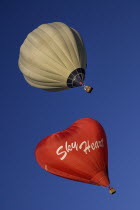 USA, New Mexico, Albuquerque, Annual balloon fiesta, Colourful hot air balloons.