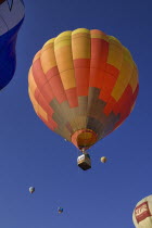 USA, New Mexico, Albuquerque, Annual balloon fiesta, Colourful hot air balloons.