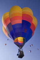 USA, New Mexico, Albuquerque, Annual balloon fiesta, Colourful hot air balloons.