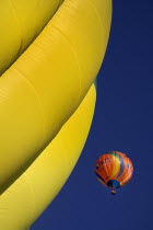 USA, New Mexico, Albuquerque, Annual balloon fiesta, Colourful hot air balloons.