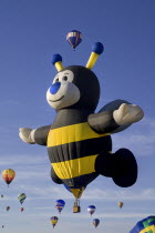 USA, New Mexico, Albuquerque, Annual balloon fiesta, Colourful hot air balloons.