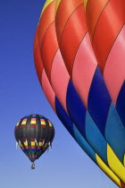 USA, New Mexico, Albuquerque, Annual balloon fiesta, Colourful hot air balloons.