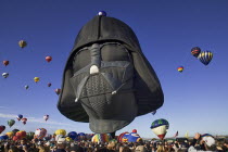 USA, New Mexico, Albuquerque, Annual balloon fiesta, Colourful hot air balloons.