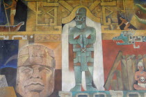 Mexico, Anahuac, Teotihuacan, Contemporary mural at Museum Manuel Gamio.