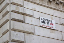 England, London, Westminster, Whitehall, Downing Street sign.