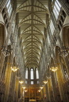 England, West Sussex, Shoreham-by-Sea, Lancing College Chapel interior.