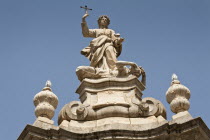 Italy, Sicily, Palermo, Statue of Saint Rosalia outside Cathedral.