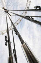 England, London, Looking up at the London Eye.