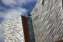 Ireland, North, Belfast, Titanic Quarter, Visitor centre designed by Civic Arts & Eric R Kuhne.