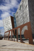 Ireland, North, Belfast, Titanic Quarter, Visitor centre designed by Civic Arts & Eric R Kuhne.