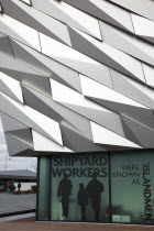 Ireland, North, Belfast, Titanic Quarter, Visitor centre designed by Civic Arts & Eric R Kuhne.