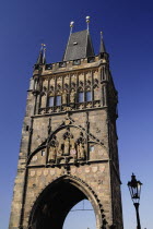 Czech Republic, Bohemia, Prague, Charles Bridge, Old Town Bridge Tower.