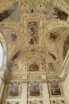 Czech Republic, Bohemia, Prague, Wallenstein Palace, exterior frescoes in the loggia.