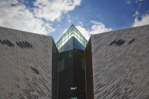 Ireland, North, Belfast, Titanic Quarter, Visitor centre designed by Civic Arts & Eric R Kuhne.