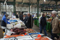 Ireland, North, Belfast, St Georges Market, fresh fish display.