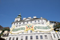 Austria, Vienna, Sign at the entrance to the Old Vienna Easter Market at the Freyung.