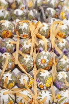 Austria, Vienna, Hand painted and decorated egg shells to celebrate Easter at the Old Vienna Easter Market at the Freyung.