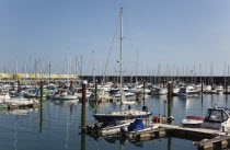 England, East Sussex, Brighton, view over boats moored in the Marina.