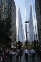 England, London, Southwark Southbank, View toward the Shard Skyscraper deisgned by Renzo Piano in the ctiy's London Bridge Quarter.