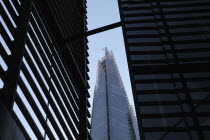 England, London, Southwark Southbank, View toward the Shard Skyscraper deisgned by Renzo Piano in the ctiy's London Bridge Quarter.