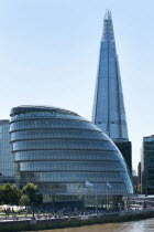 England, London, Southwark, County Hall and the Shard.