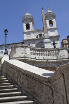 Italy, Lazio, Rome, Spanish Steps and the Church of Trinita dei Monti.