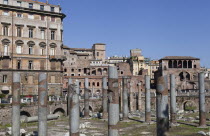 Italy, Lazio, Rome, The ruins of Trajan's forum & markets and the Ulpia Basilica.