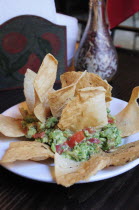 Mexico, Bajio, San Miguel de Allende, Plate of guacamole and tacos.