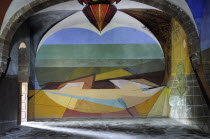Mexixo, Bajio, San Miguel de Allende, Unfinished 1940s mural by David Alfaro Siqueiros in Escuela de Bellas Artes.