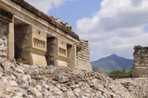 Mexico, Oaxaca, Mitla archaeological site, Templo de las Columnas.