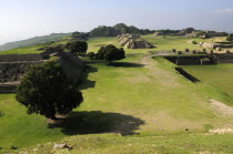 Mexico, Oaxaca, Monte Alban, Site view onto the ball court or Juegos de Pelota.