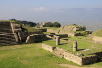 Mexico, Oaxaca, Monte Alban, Site view onto ball court or Juegos de Pelota.