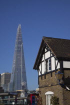 England, London, Southwark southbank, The Shard skyscraper designed by Renzo Piano in the city's London Bridge Quarter.