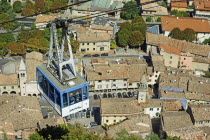 Republic of San Marino, Aerial Cable Car ride over San Marino rooftops during the ascent to Monte Titano.