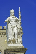 Republic of San Marino, San Marino City, Oltilia Heyroth Waener Sculpture in Liberty Square of the Freedom in front of the Town Hall.