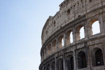 Italy, Lazio, Rome, View of the the ancient Roman Coliseum ruins.