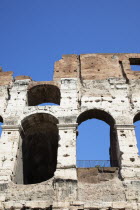 Italy, Lazio, Rome, View of the the ancient Roman Coliseum ruins.