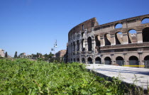 Italy, Lazio, Rome, View of the the ancient Roman Coliseum ruins.