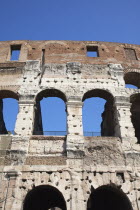 Italy, Lazio, Rome, View of the the ancient Roman Coliseum ruins.