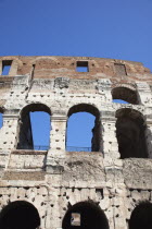 Italy, Lazio, Rome, View of the the ancient Roman Coliseum ruins.