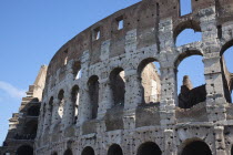 Italy, Lazio, Rome, View of the the ancient Roman Coliseum ruins.