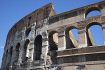 Italy, Lazio, Rome, View of the the ancient Roman Coliseum ruins.