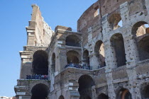 Italy, Lazio, Rome, View of the the ancient Roman Coliseum ruins.