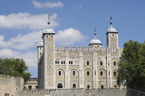 England, London, Tower of London, White Tower from the River Thames.