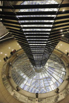 Berlin, Germany, Reichstag Dome at night.