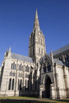 England, Wiltshire, Salisbury, Exterior of the Cathedral.